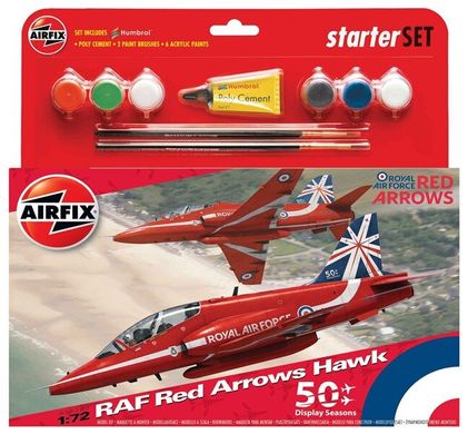 1/72 RAF Red Arrows BAe Hawk 50th Display Season + клей + краска + кисточка (Airfix 55202A) сборная модель