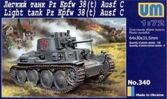 1/72 Pz.Kpfw.38(t) Ausf.C германский легкий танк (UniModels UM 340), сборная модель