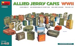 1/48 Набір каністр союзників, Друга світова, збірні пластикові, 45 штук (Miniart 49003 Allied Jerry Cans set WWII)