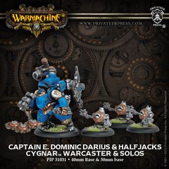 Cygnar Warcaster Captain E. Dominic Darius, миниатюра Warmachine, неокрашенная (Privateer Press), собранная металлическая