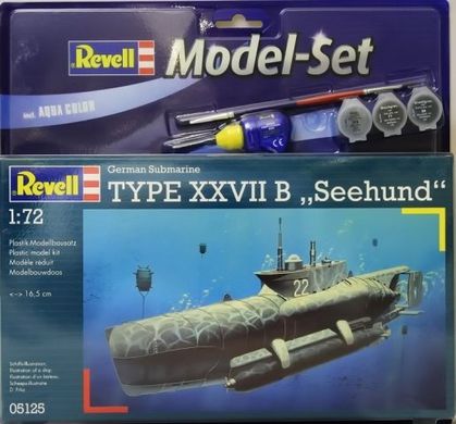 1/72 U-Boot Type XXVIIB "Seehund" + клей + краска + кисточка (Revell 65125)