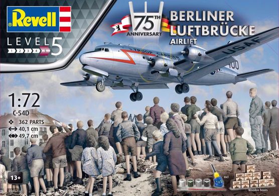 1/72 Douglas DC-4 "75th Anniversary Berliner Luftbrucke", в комплекте краски, клей и бонус - деревянные ящики (Revell 05652), сборная модель