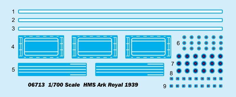 1/700 HMS Ark Royal образца 1939 года, английский авианосец (Trumpeter 06713), сборная модель