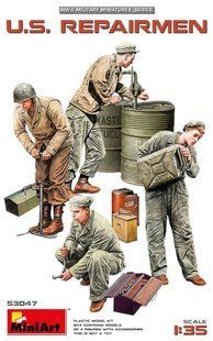 1/35 Американські механіки, 4 фігури з аксесуарами (Miniart 53047 US Repairmen), збірні пластикові
