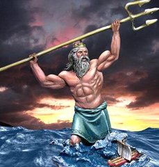 54mm Посейдон, колекційна мініатюра, олов'яна збірна нефарбована (Ares Mythologic 54-T80 Poseidon)