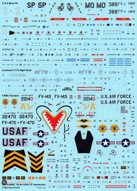 1/72 Набор моделей "US Air Force 75th Anniversary": F-16, F-117 та F-89, комплект с красками, клеем и кистями (Revell 05670), сборные модели