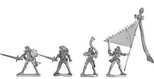 Mirliton Miniatures - Миниатюра 25-28 mm Fantasy - Dark Elf Swordmen Command Group - MRLT-DE016