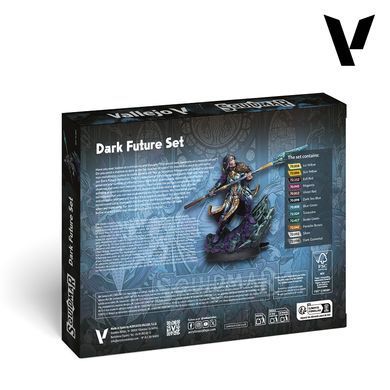 Набір фарб + мініатюра "Dark Future Set", 12 фарб по 18 мл + фігурка, акрилові (Vallejo 72202 Paint Set)