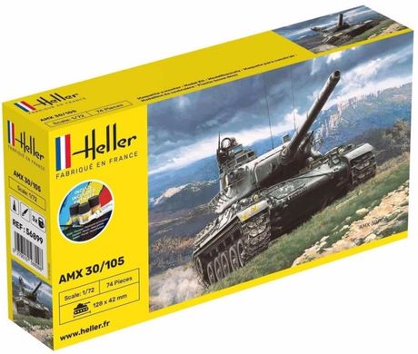 1/72 AMX-30/105 французький танк, серія Starter Set з фарбами та клеєм (Heller 56899), збірна модель