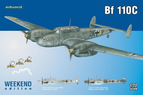 1/72 Messerschmitt Bf-110C германский истребитель, серия Weekend Edition (Eduard 7426) сборная модель