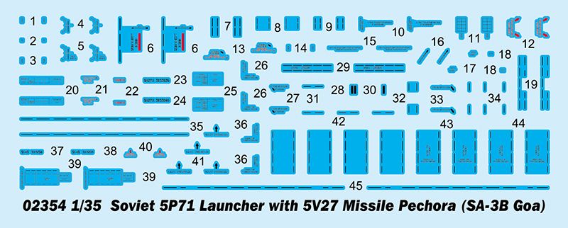 1/35 Пусковая установка 5П71 с ракетой 5В27 ЗРК С-125М Печора (Trumpeter 02354), сборная модель